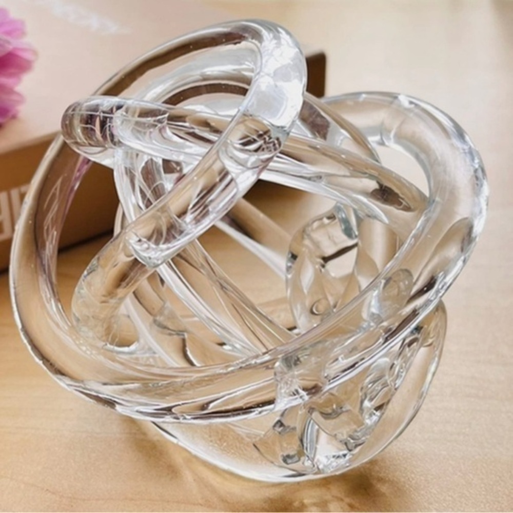 Handblown Twisted Clear Opalescent Glass Rope Knot